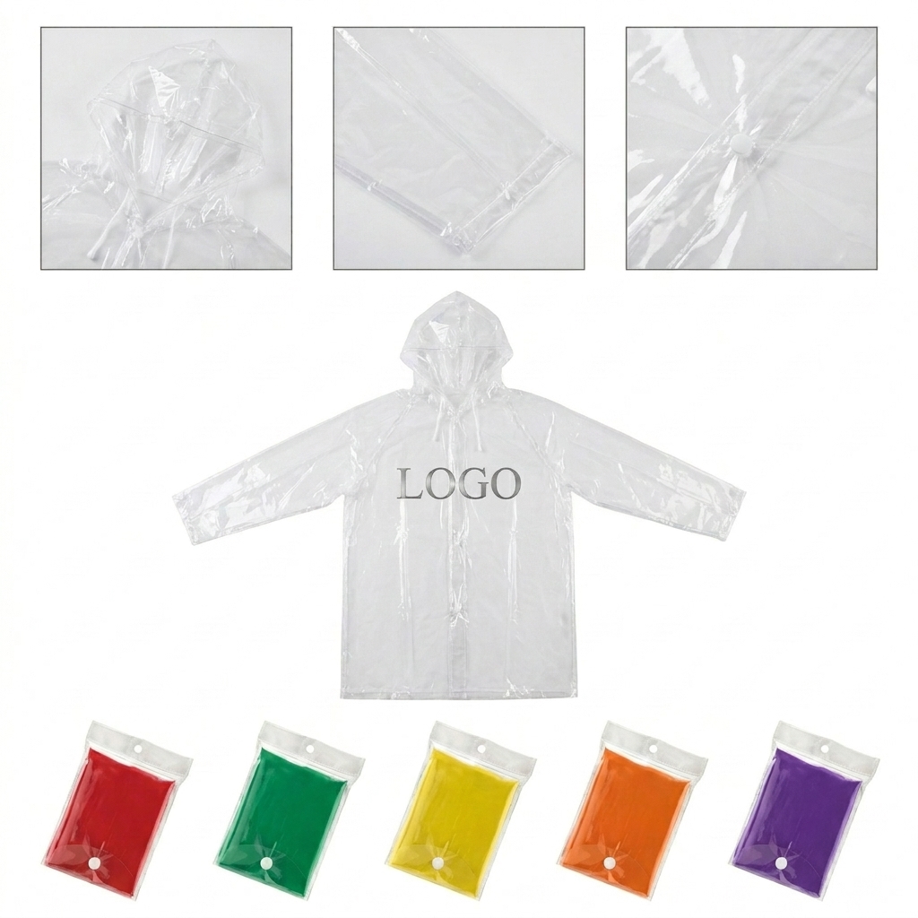 Disposable Adult Rain Poncho with Reusable Carry Pouch