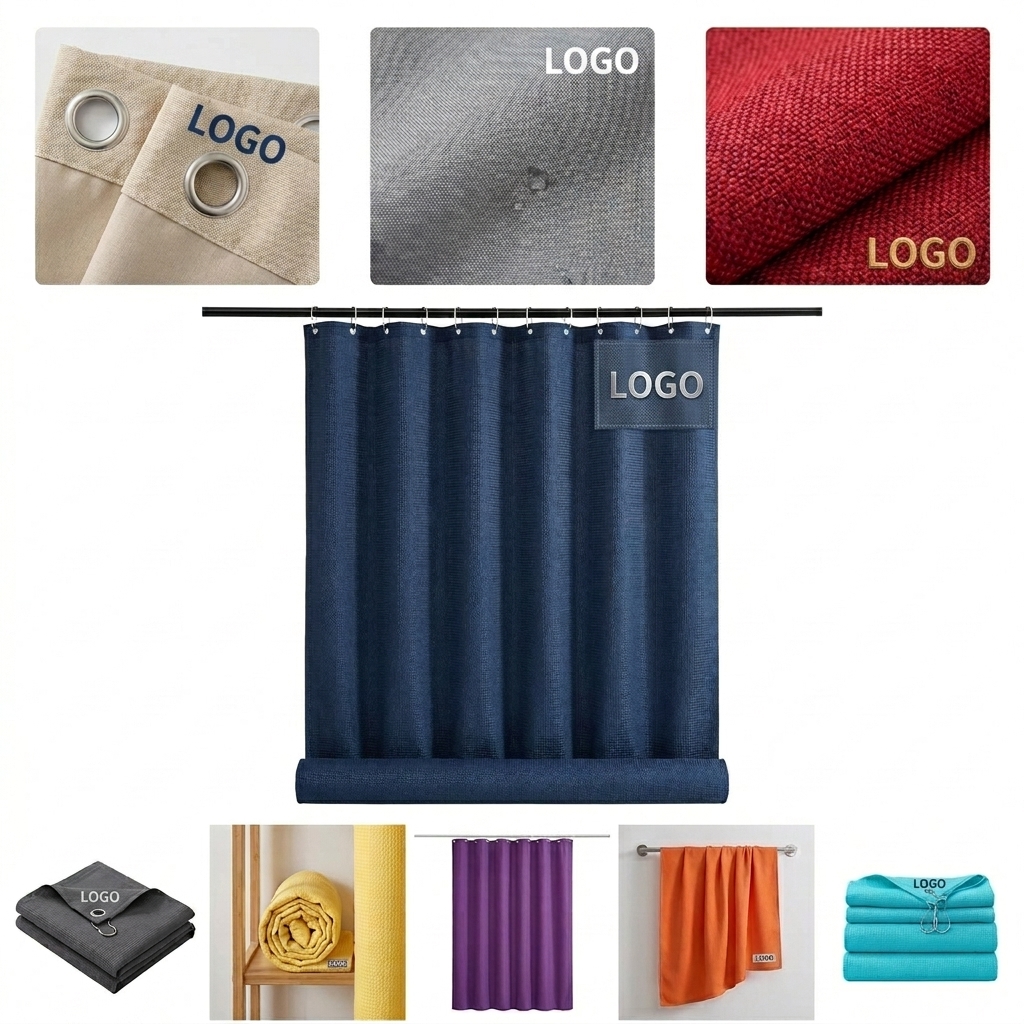 Textured Polyester Shower Curtain in 8 Colors, 31.5" x 70.9"