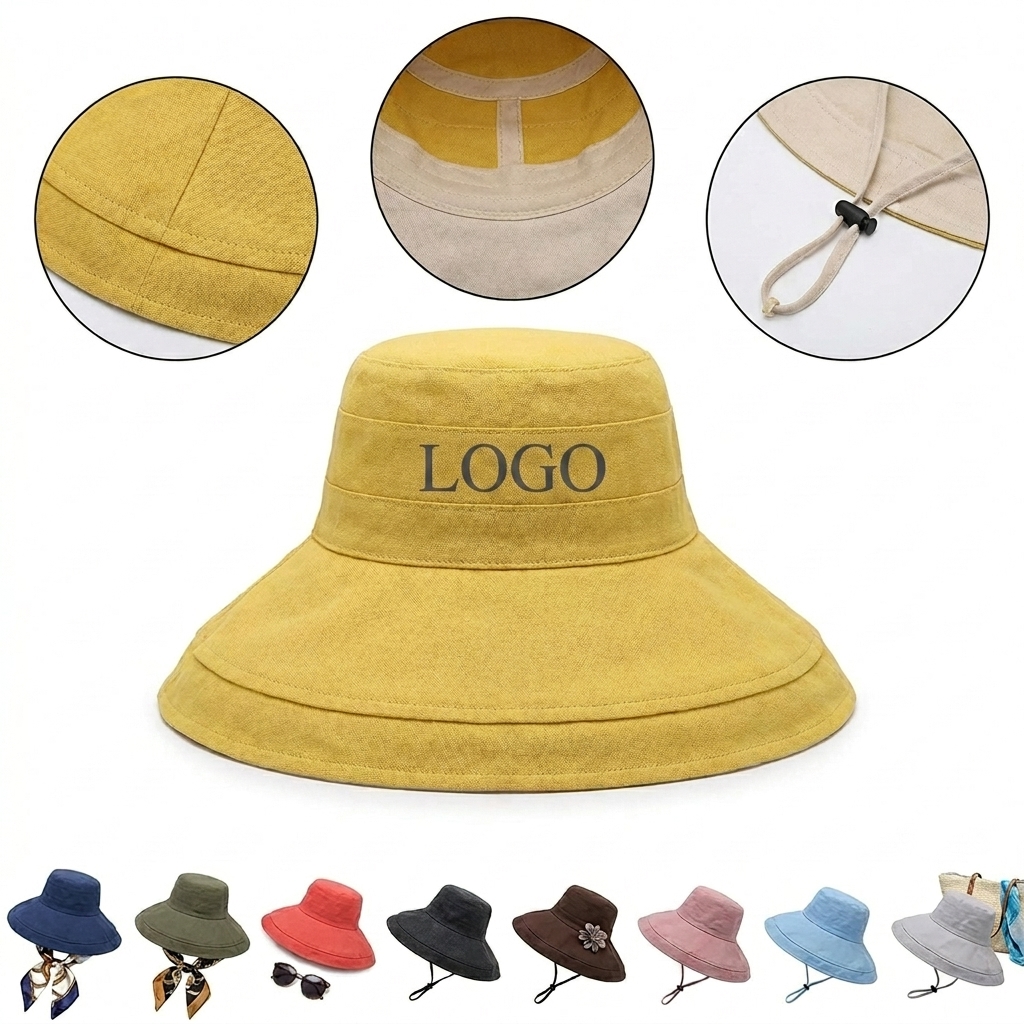 Reversible Wide Brim Bucket Hat for Sun Protection with 5.1" Brim