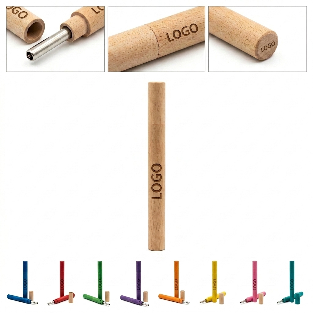 Portable Wood Case for Extra Wide Stainless Steel Straws
