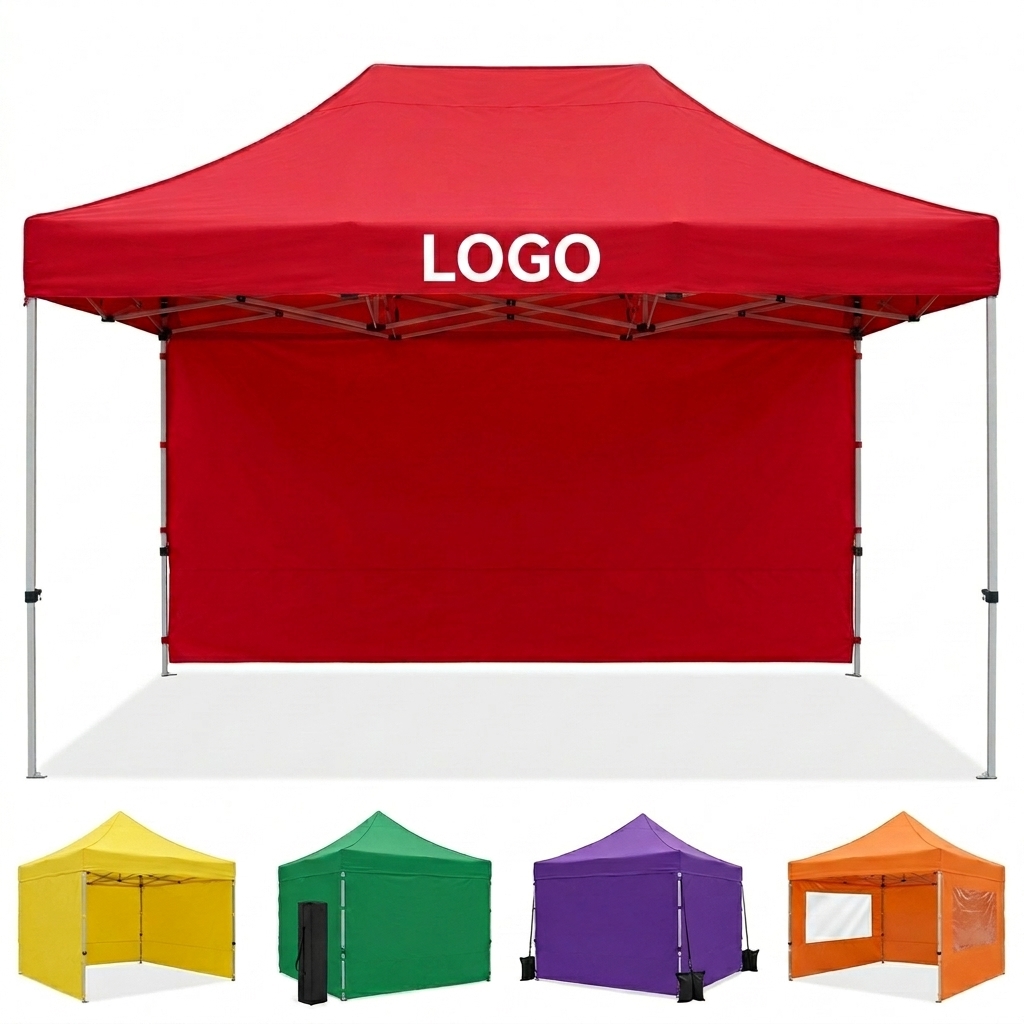 Solid Color Pop-Up Canopy Tent Kit with Frame & Carry Bag