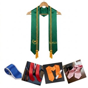 Embroidered Cap & Wheat Graduation Stole with Tassels - Green & Gold