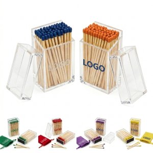Premium Clear Acrylic Match Holder Box with Lid and Matches