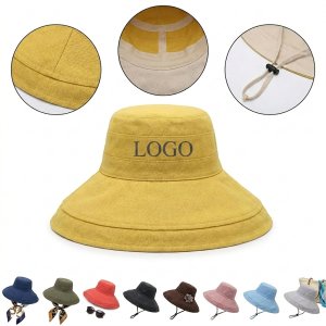 Reversible Wide Brim Bucket Hat for Sun Protection with 5.1" Brim